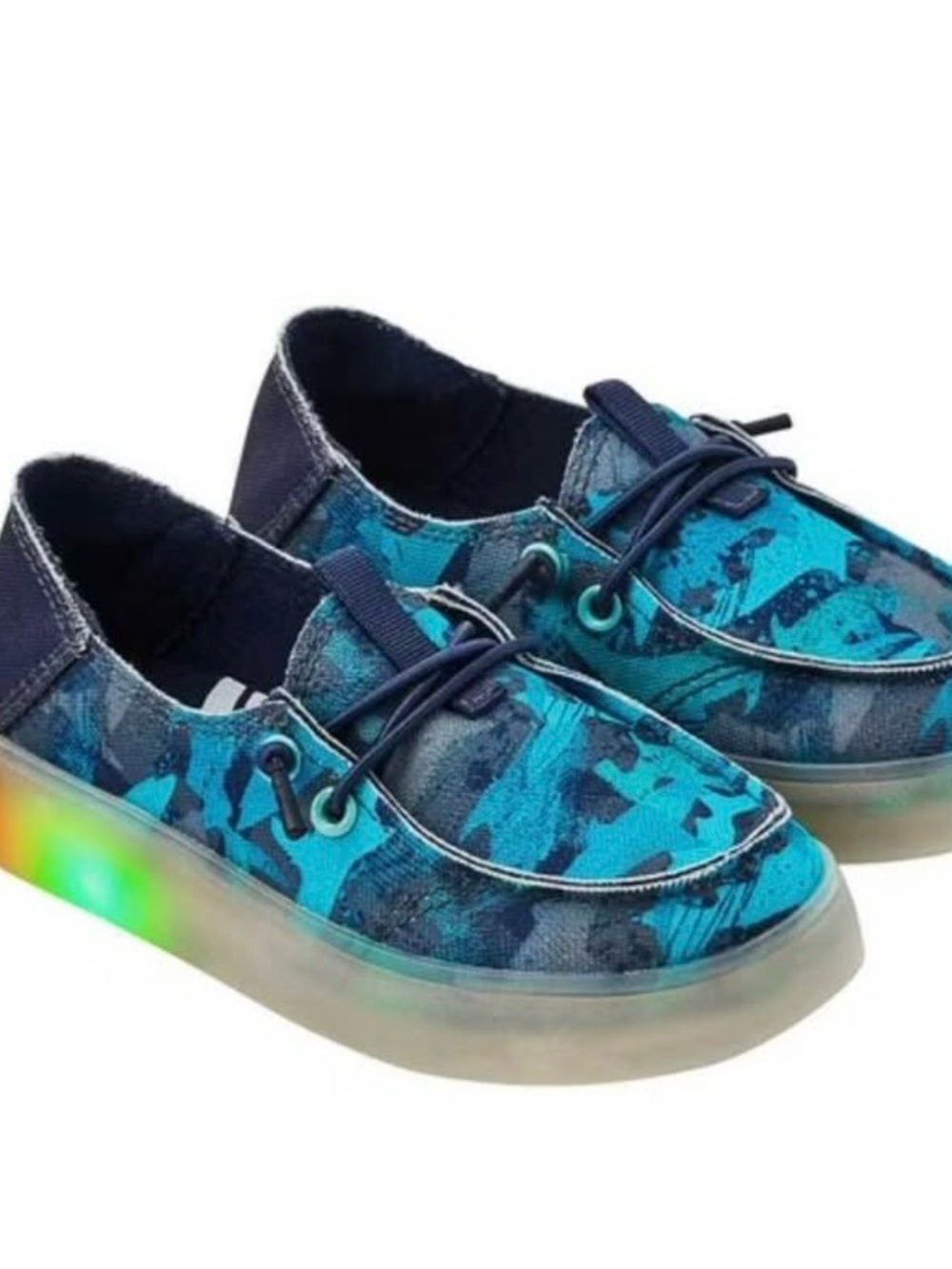 Toddler Blue Camouflage Light-Up Sneakers with Elastic Lace